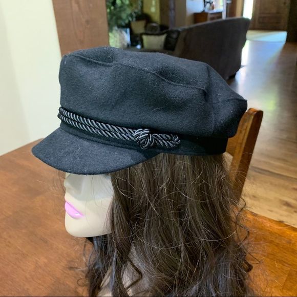 H&M black captain hat womens Sz L - Picture 3 of 10